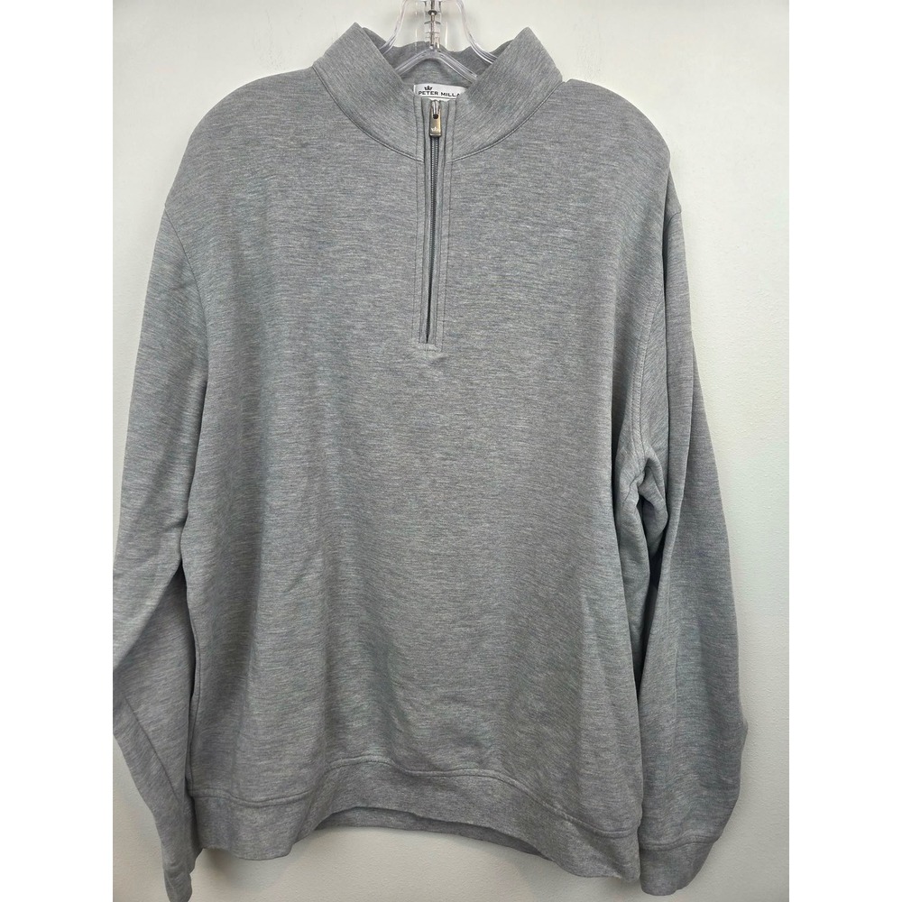 Peter Millar Crown Comfort Mens XL Gray Quarter Zip Pullover Cotton Modal Blend